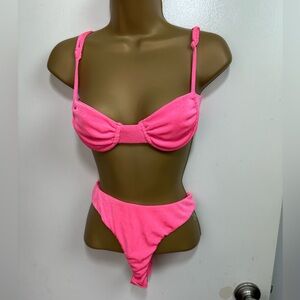 BASIC BXXCH Hot Pink Underwire Adjustable High Cut Sexy Cheeky Bikini Set NWT M